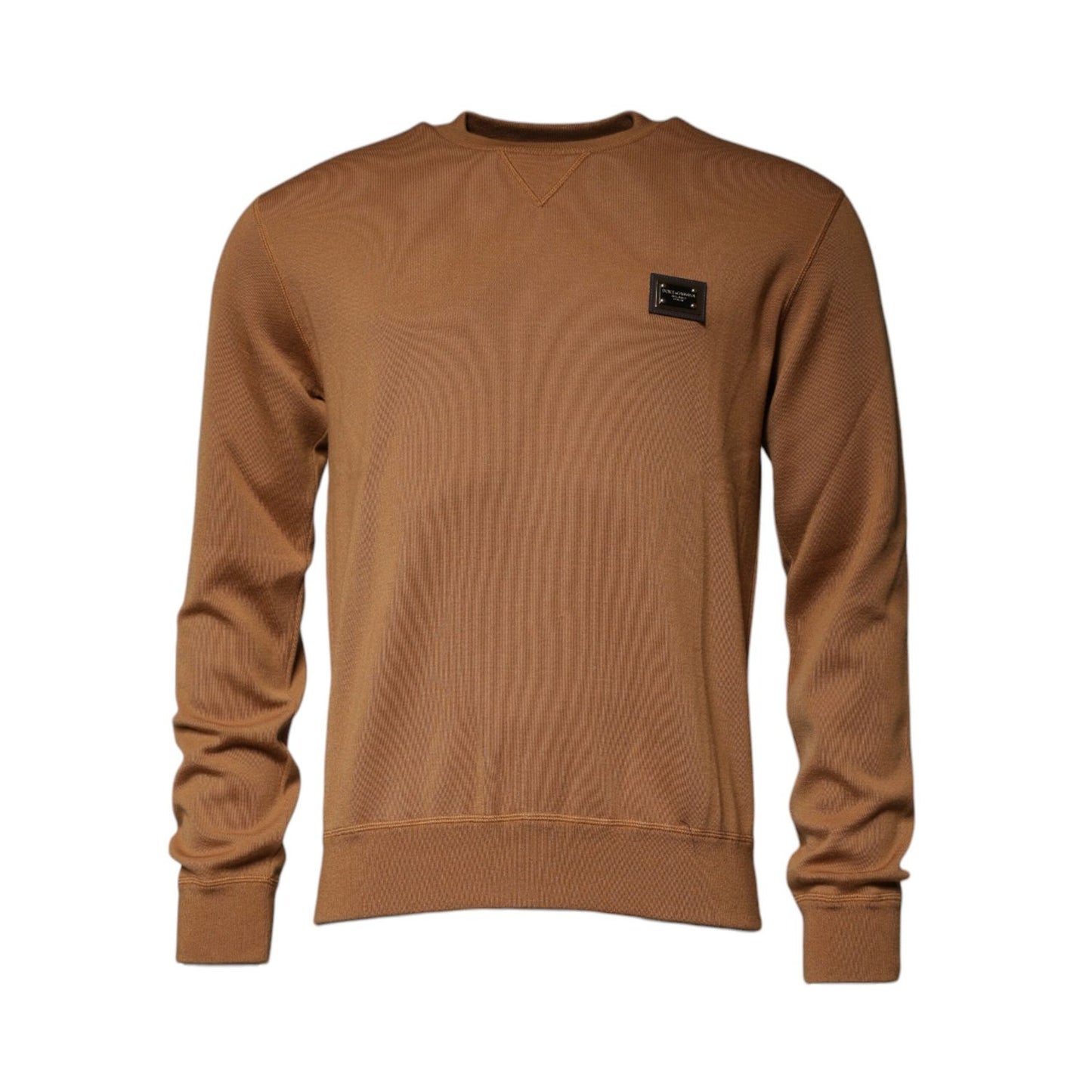 Dolce & Gabbana Brown Logo Plaque Crew Neck Pullover Sweater