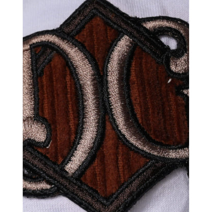 Dolce & Gabbana White DG Embroidery Cotton Crew Neck T-shirt