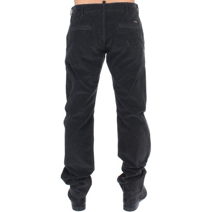 GF Ferre Black Corduroy Cotton Straight Fit Pants Jeans & Pants
