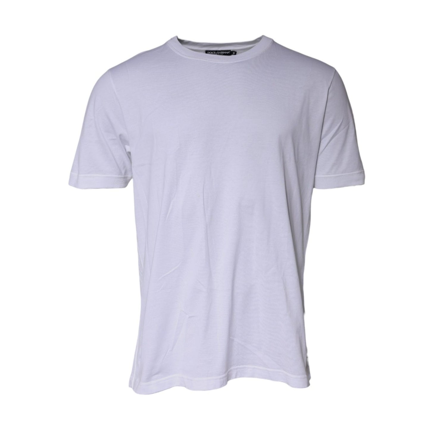 Dolce & Gabbana White Cotton Crew Neck Short Sleeves T-shirt