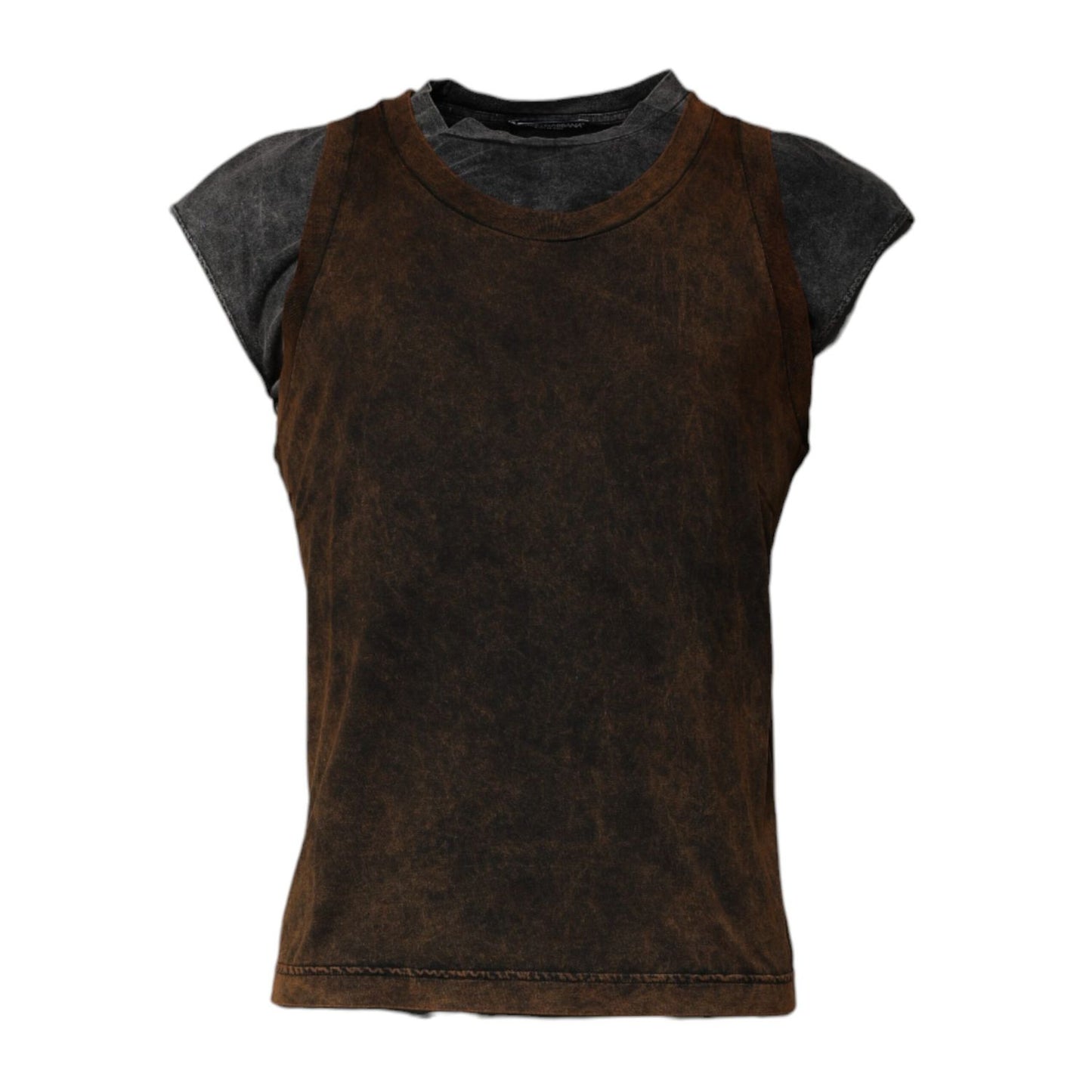 Dolce & Gabbana Brown Cotton Round Neck Sleeveless T-shirt TSH87482-52