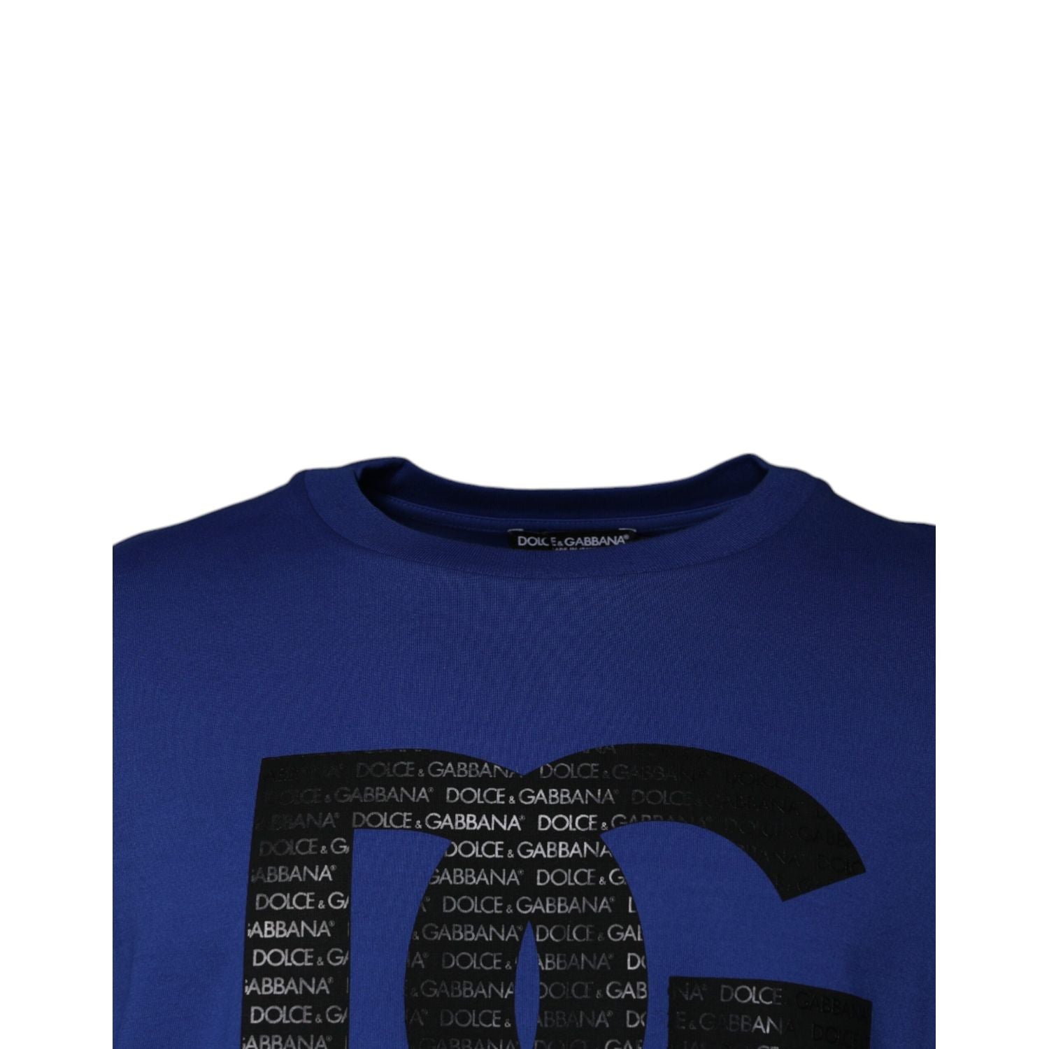 Dolce & Gabbana Blue Logo Print Cotton Men Crew Neck T-shirt