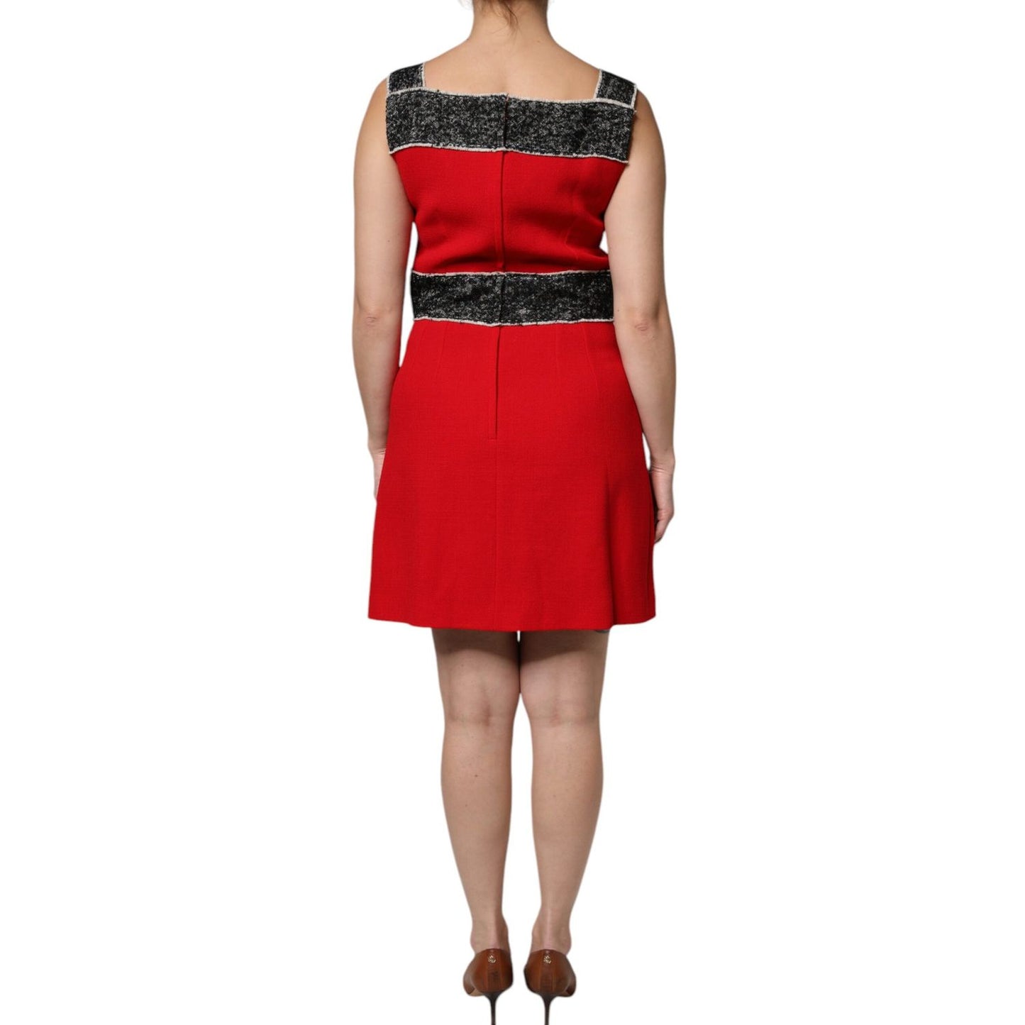 Dolce & Gabbana Red Wool Sleeveless A-line Flared Mini Dress DR281211-44