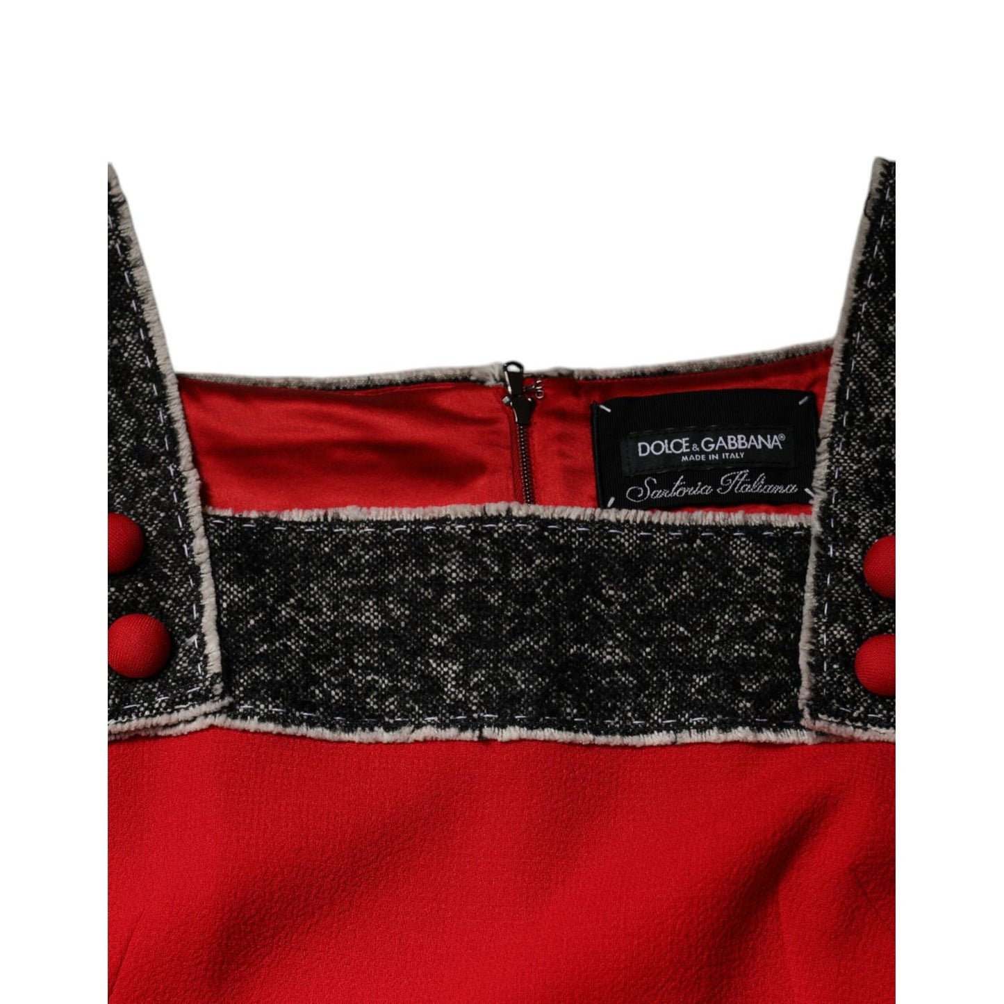 Dolce & Gabbana Red Wool Sleeveless A-line Flared Mini Dress DR281211-44