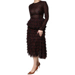 Dolce & Gabbana Black Red Polka Dot Silk Layered Midi Dress DR281255-40