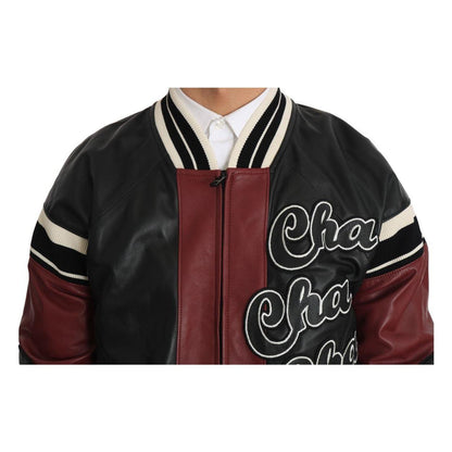 Dolce & Gabbana Leather Club Lounge Black Red Jacket MAN COATS & JACKETS