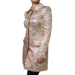 Dolce & Gabbana Metallic Pink Gold Jacquard Jewel Button Coat Jacket