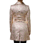 Dolce & Gabbana Metallic Pink Gold Jacquard Jewel Button Coat Jacket