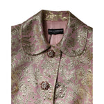 Dolce & Gabbana Metallic Pink Gold Jacquard Jewel Button Coat Jacket