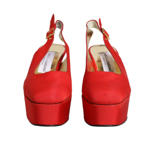Dolce & Gabbana Red Platform Slingback Heels Sandals Shoes LA12219-39.5