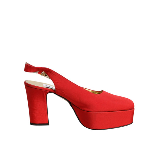 Dolce & Gabbana Red Platform Slingback Heels Sandals Shoes LA12219-39.5