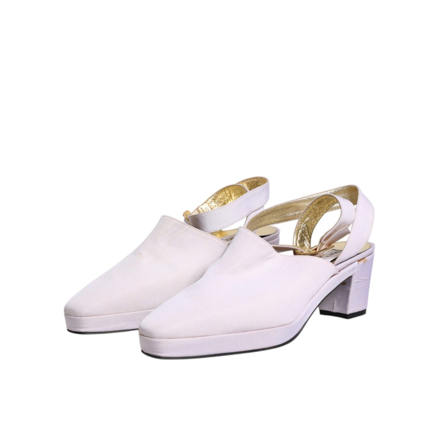 Dolce & Gabbana Off White Block Heel Slingback Sandals Shoes LA12221-41