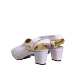 Dolce & Gabbana Off White Block Heel Slingback Sandals Shoes LA12221-41