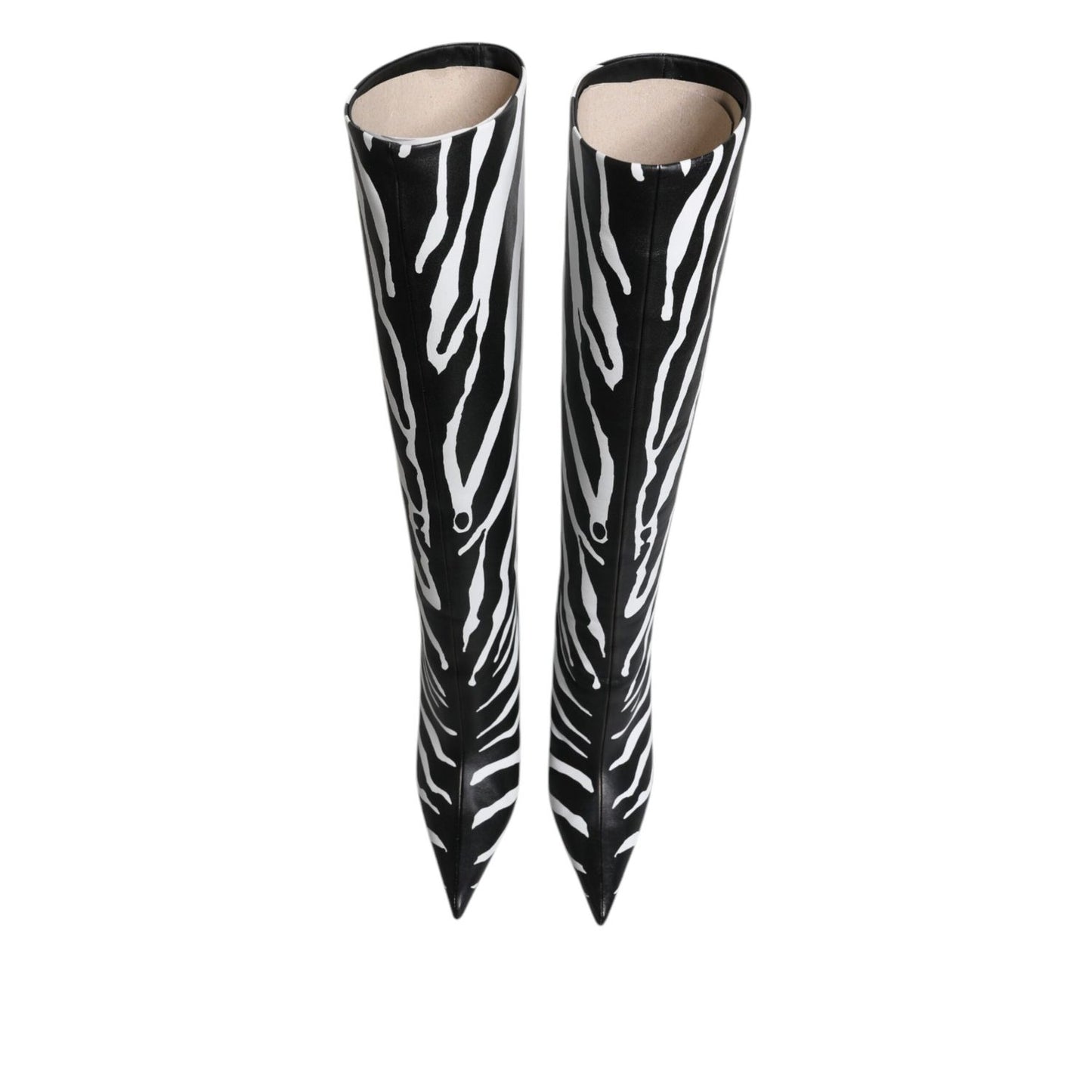 Dolce & Gabbana Black White Zebra Heels High Boots Shoes