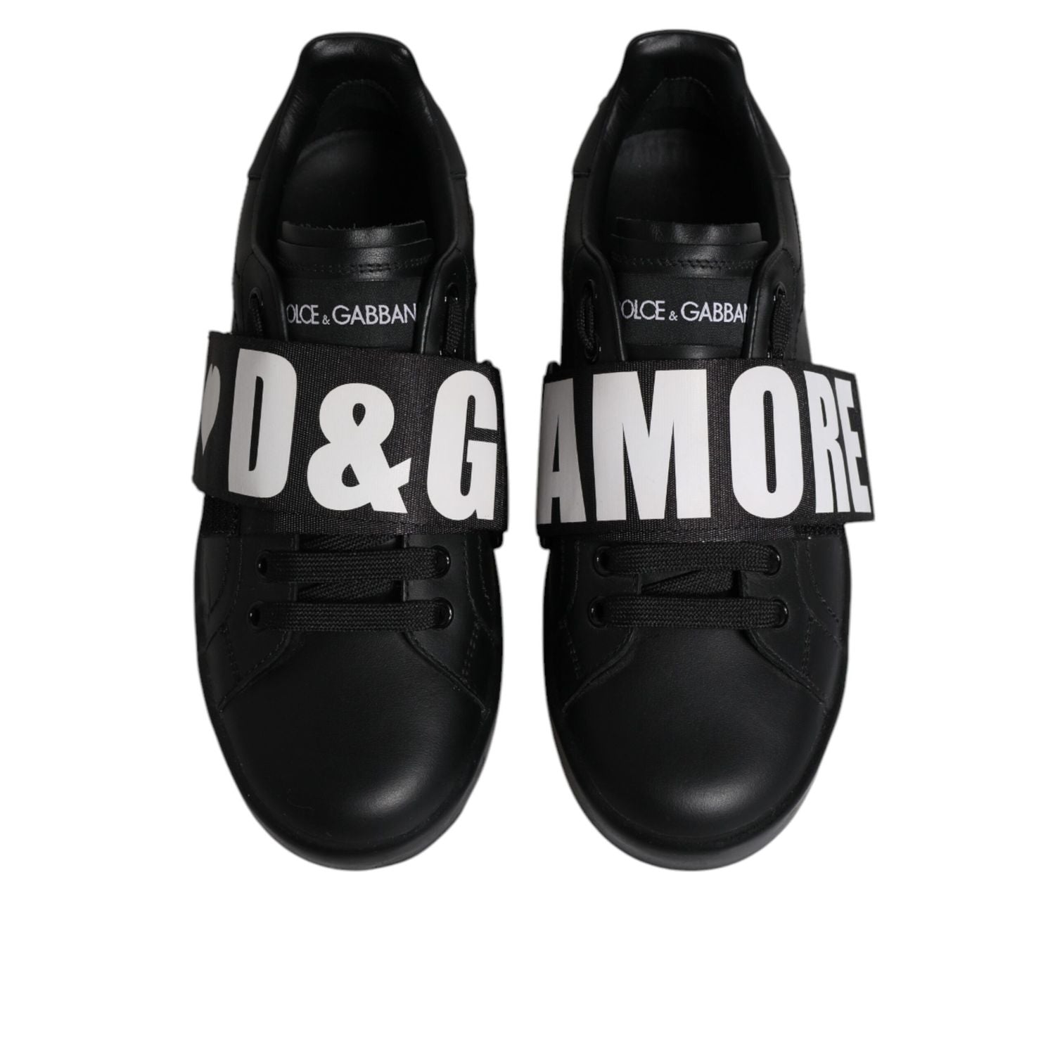 Dolce & Gabbana Black D&G AMORE Low Top Sneakers Shoes