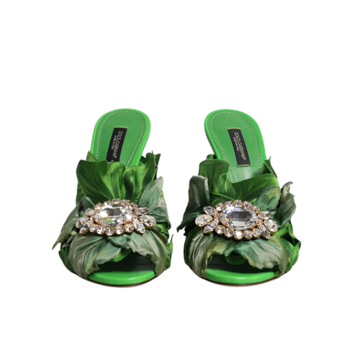 Dolce & Gabbana Green Crystal Slides KEIRA Sandal Shoes