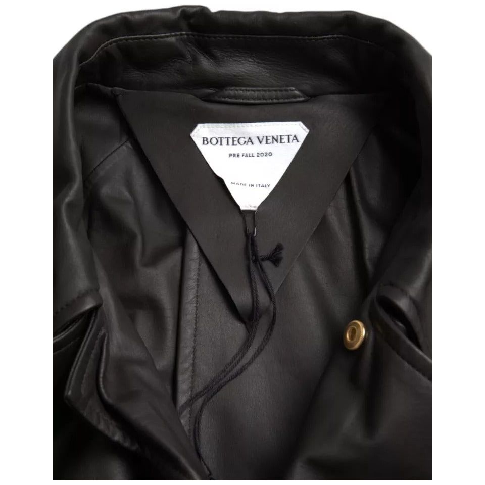 Bottega Veneta Black Leather Men Waterproof Trenchcoat Jacket JKT4070-44