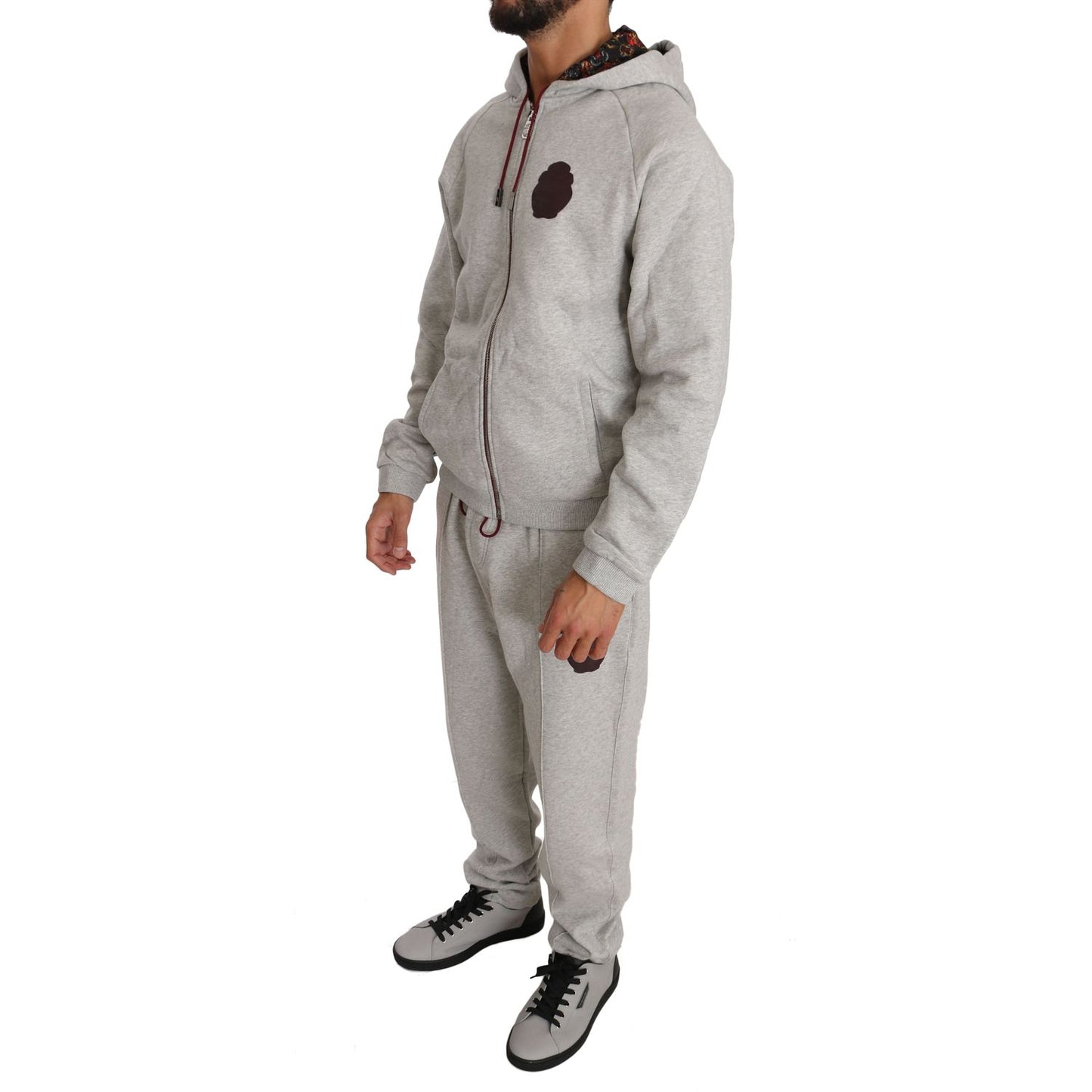 Billionaire Italian Couture Gray Cotton Sweater Pants Tracksuit