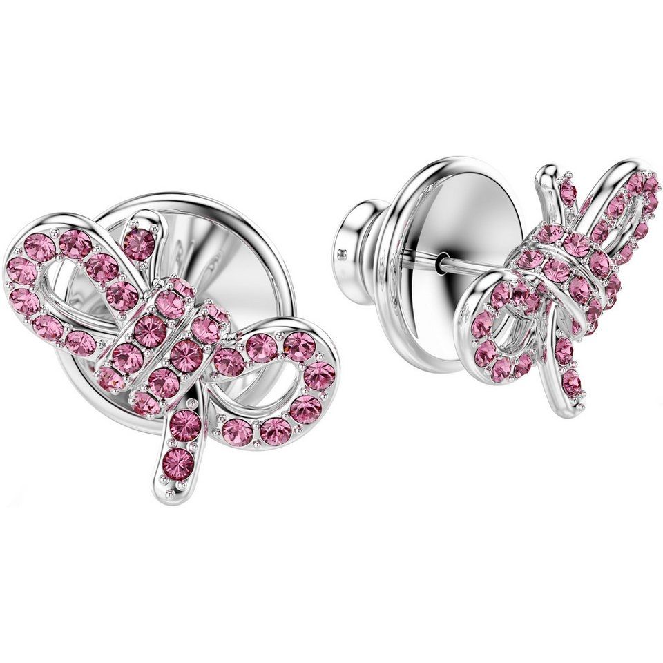 SWAROVSKI Mod. 5723557 silver earrings for women with pink crystals, quartz analog movement, water-resistant packaging, mineral dial.