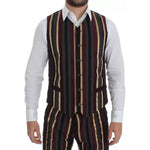 Dolce & Gabbana Multicolor Striped Runway 3 Piece Slim Fit Vest Suit SIG12399-48