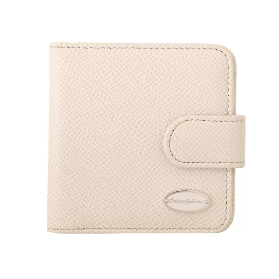 Dolce & Gabbana White Dauphine Leather Condom Case Holder Pocket Wallet