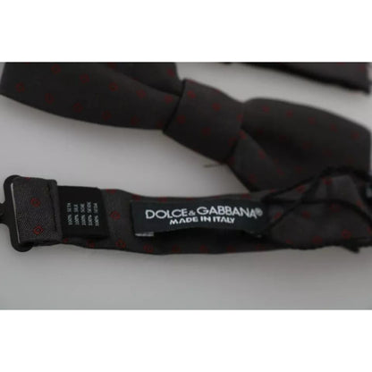Dolce & Gabbana Gray Dotted Silk Adjustable Neck Bow Tie