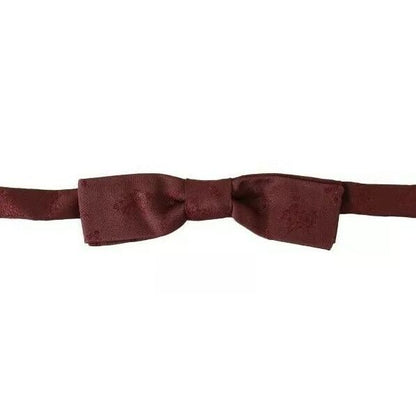 Dolce & Gabbana Bordeaux Silk Floral Faille Adjustable Bow Tie