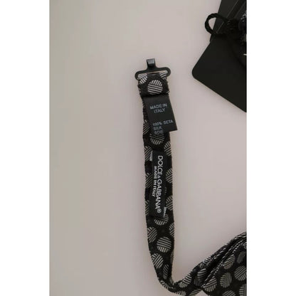 Dolce & Gabbana Black Silk Circles Men Necktie Bow Tie