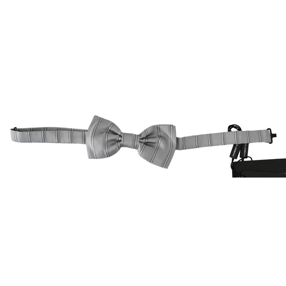 Dolce & Gabbana Light Gray Lining Adjustable Neck Butterfly Bow Tie