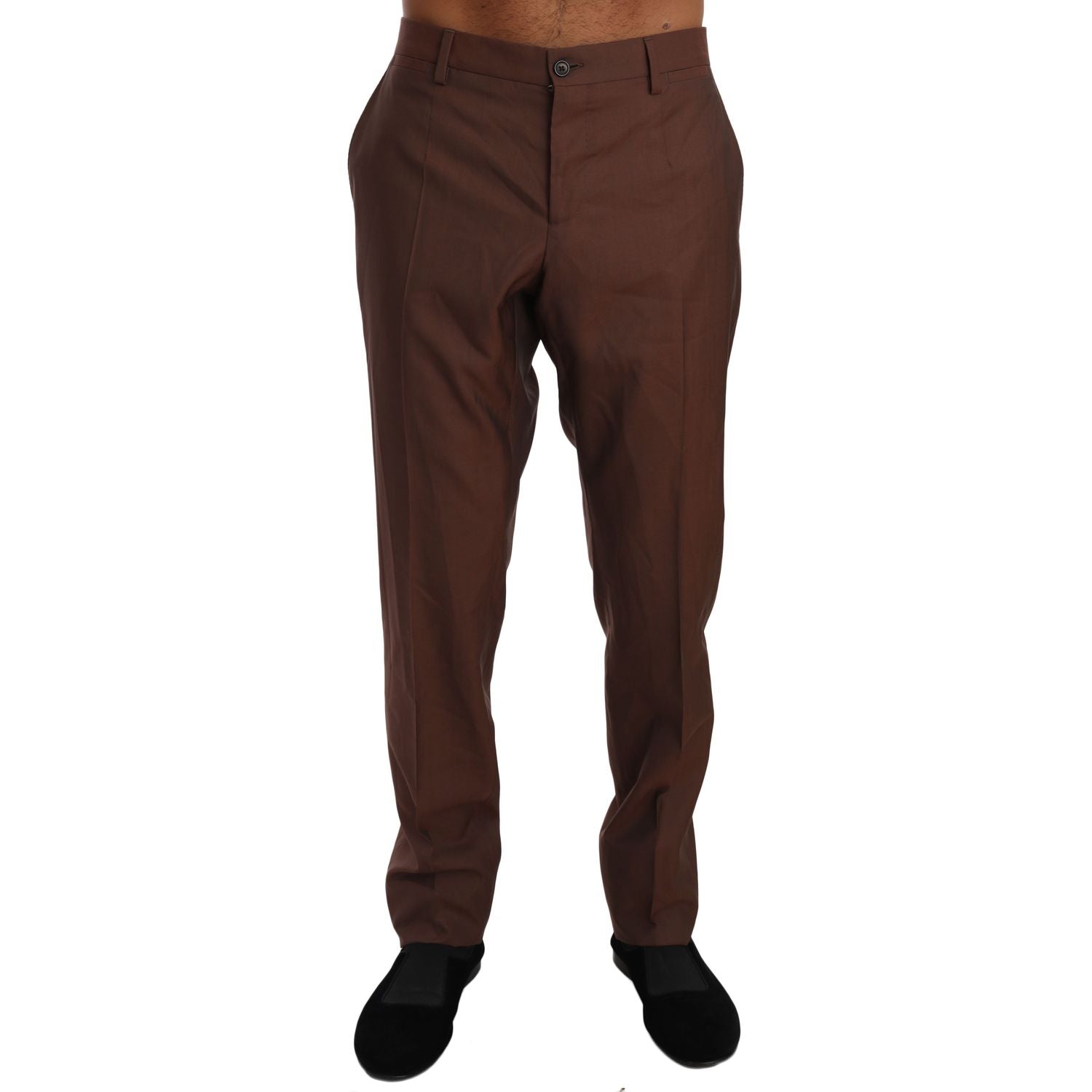 Dolce & Gabbana Brown Wool Silk Formal Trousers Pants