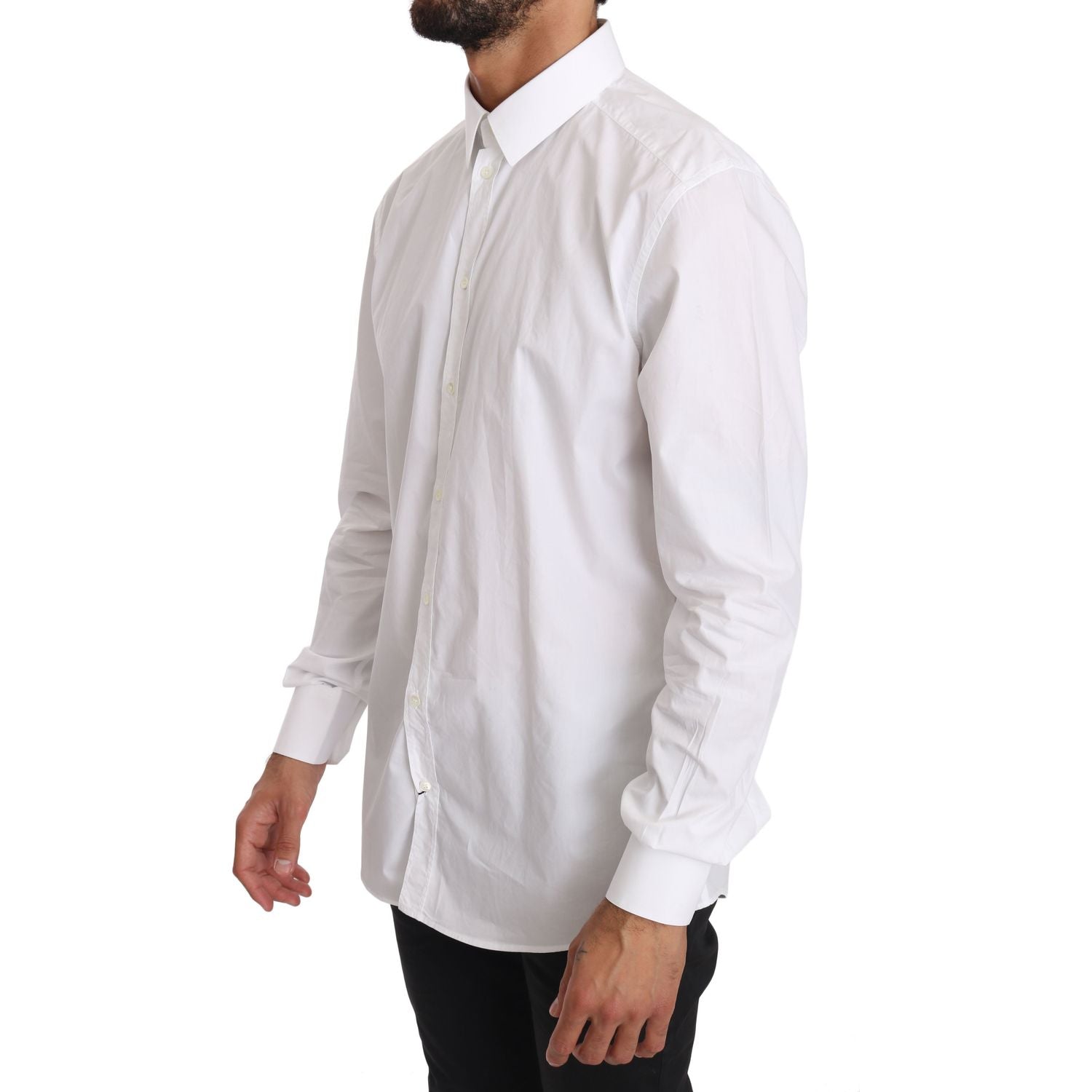 Dolce & Gabbana White Cotton GOLD Dress Shirt