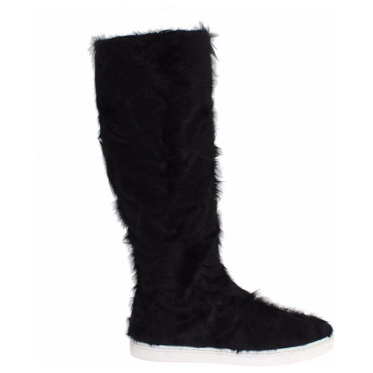 Dolce & Gabbana Black Xiangao Lamb Fur Leather Boots SIG19163-4