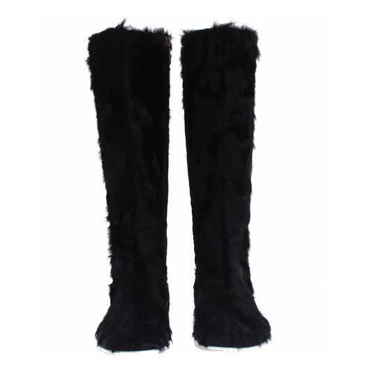 Dolce & Gabbana Black Xiangao Lamb Fur Leather Boots SIG19163-4