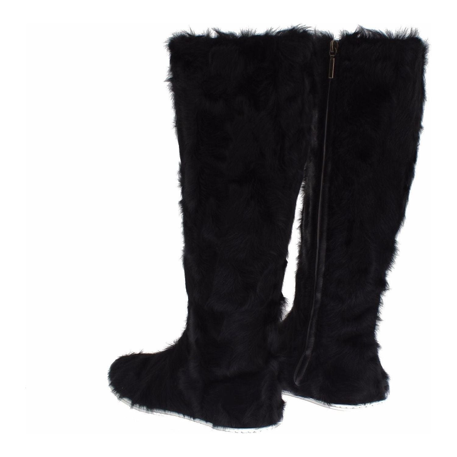 Dolce & Gabbana Black Xiangao Lamb Fur Leather Boots