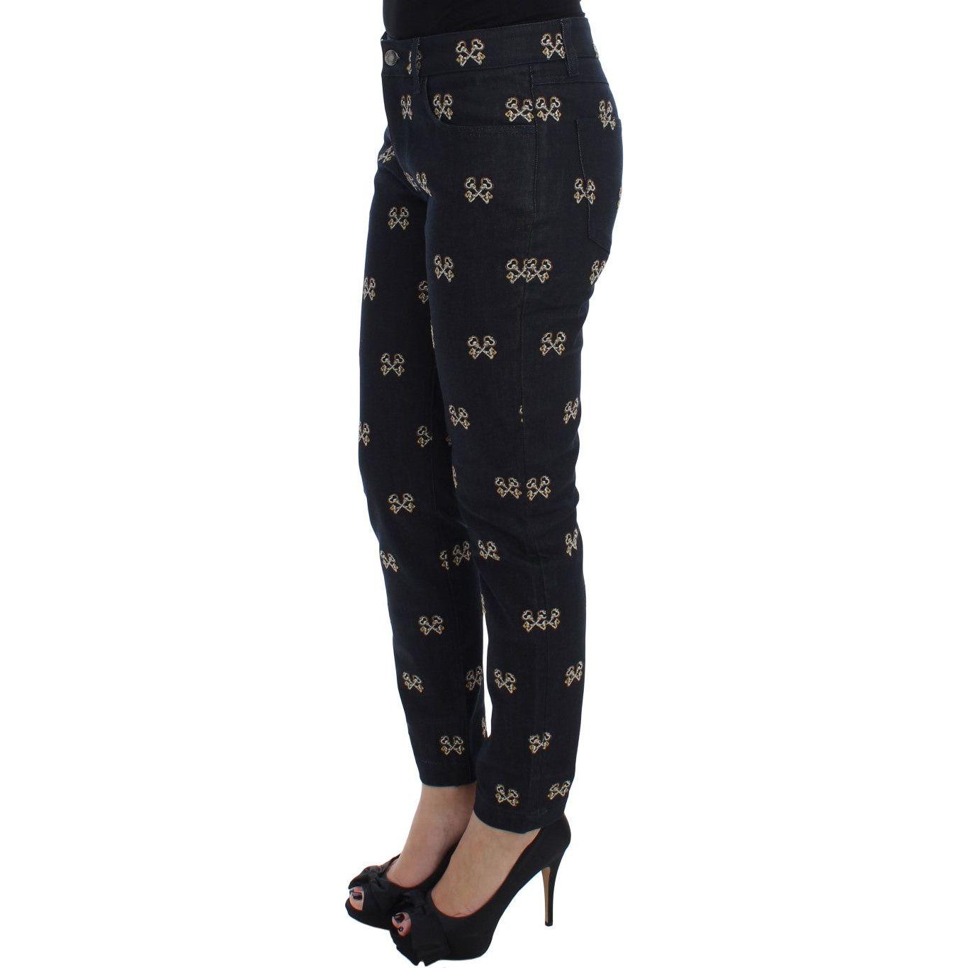 Dolce & Gabbana Blue Key Embroidered Slim Fit KATE Jeans