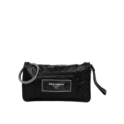 Dolce & Gabbana Black Fabric Logo Two Way Clutch Crossbody Bag