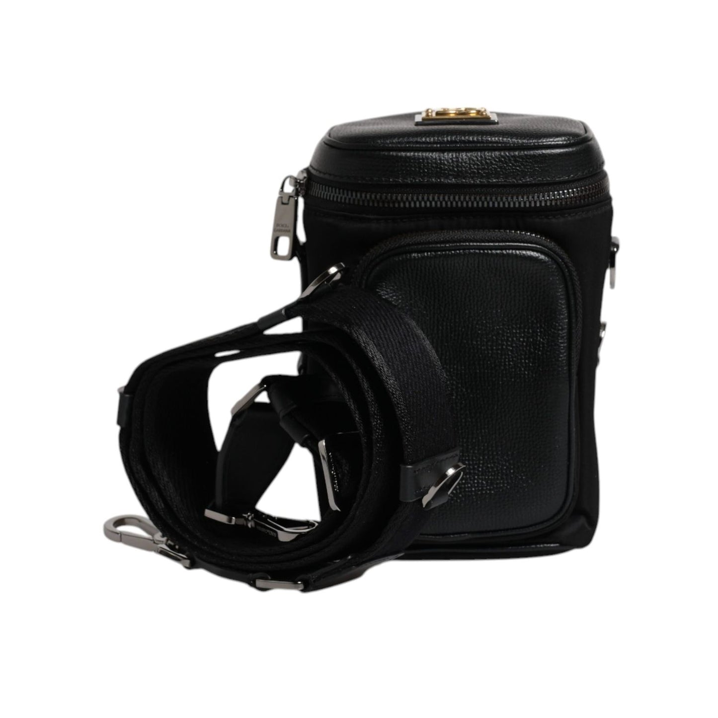 Dolce & Gabbana Black Leather Logo Purse Crossbody Camera Bag