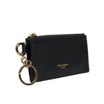 Dolce & Gabbana Black Calfskin Leather DG Logo Card Holder Wallet BAG4200