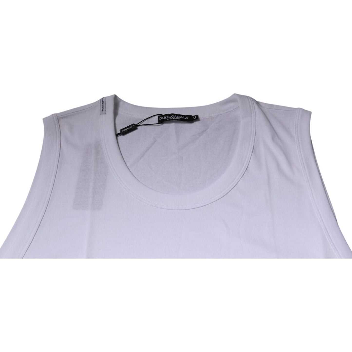 Dolce & Gabbana White Cotton Sleeveless Round Neck Tank T-shirt