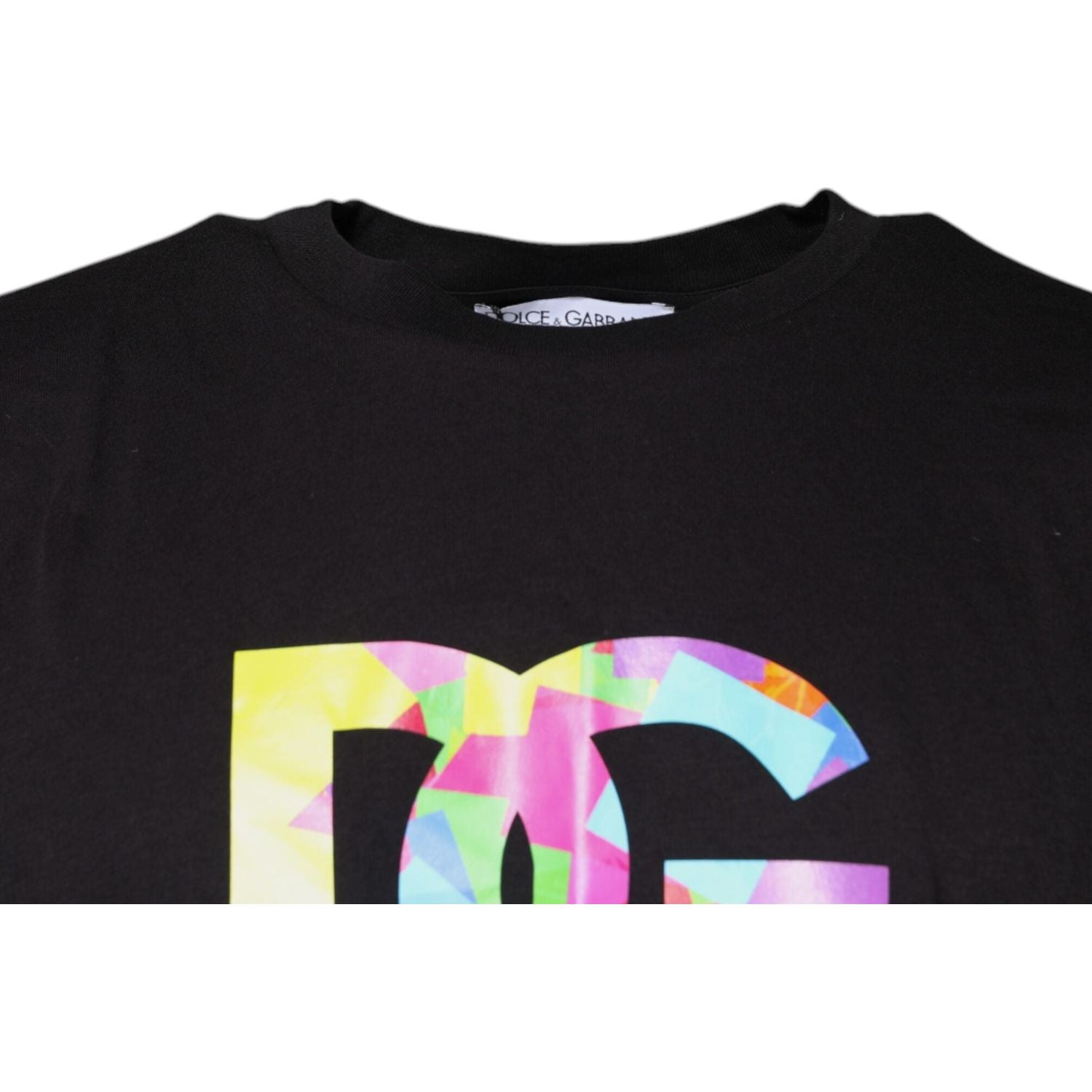 Dolce & Gabbana Black Logo Print Cotton Crew Neck T-shirt