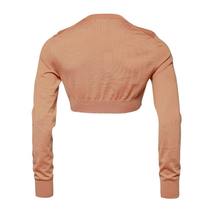 Dolce & Gabbana Beige Wool Crewneck Pullover Cropped Sweater