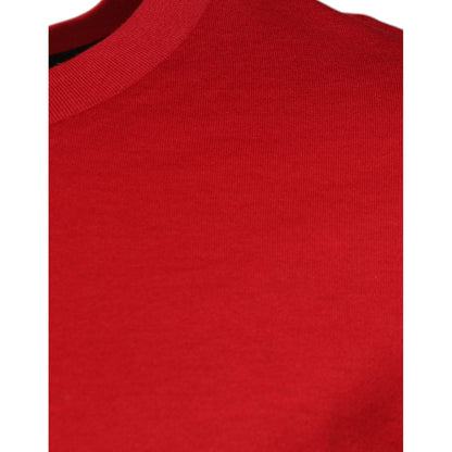 Dolce & Gabbana Red Logo Print Cotton Crew Neck T-shirt