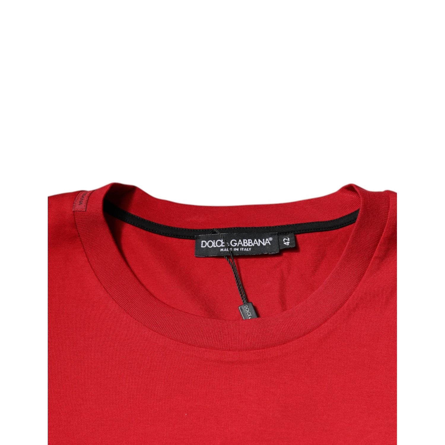Dolce & Gabbana Red Logo Print Cotton Crew Neck T-shirt