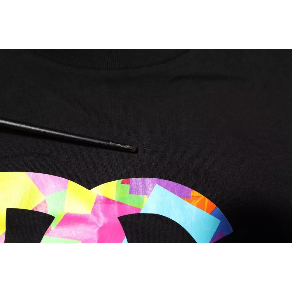 Dolce & Gabbana Black Logo Print Cotton Crew Neck T-shirt