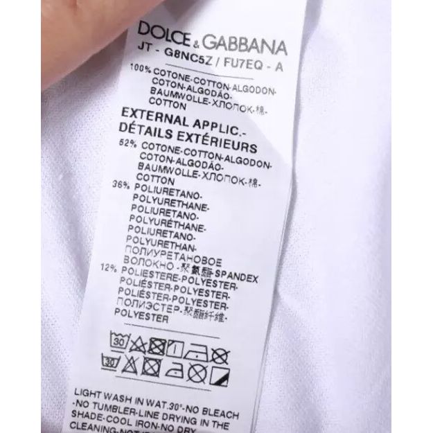 Dolce & Gabbana White Logo Print Cotton Crew Neck T-shirt