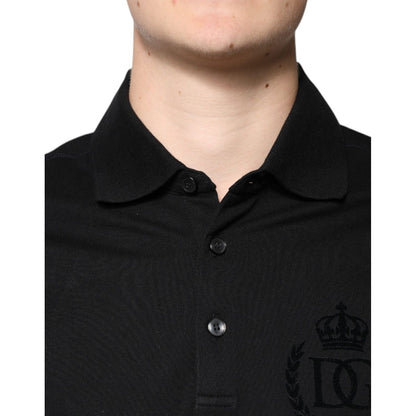 Dolce & Gabbana Black DG Collared Short Sleeves Polo T-shirt
