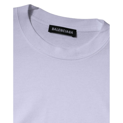 Balenciaga White Logo Cotton Jersey Crew Neck Short Sleeves T-shirt