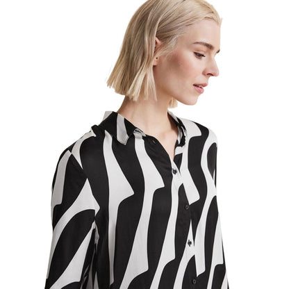 Street One Black And White Viscose Blouse