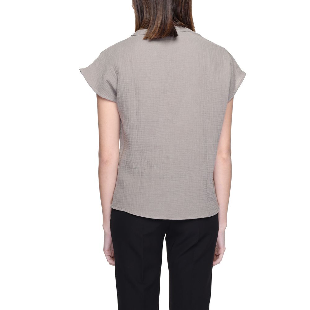 Jacqueline De Yong Beige Cotton Blouse
