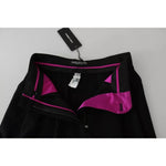 Dolce & Gabbana Black Wool High Waist Pleat Front Cropped Pants PAN70852-40